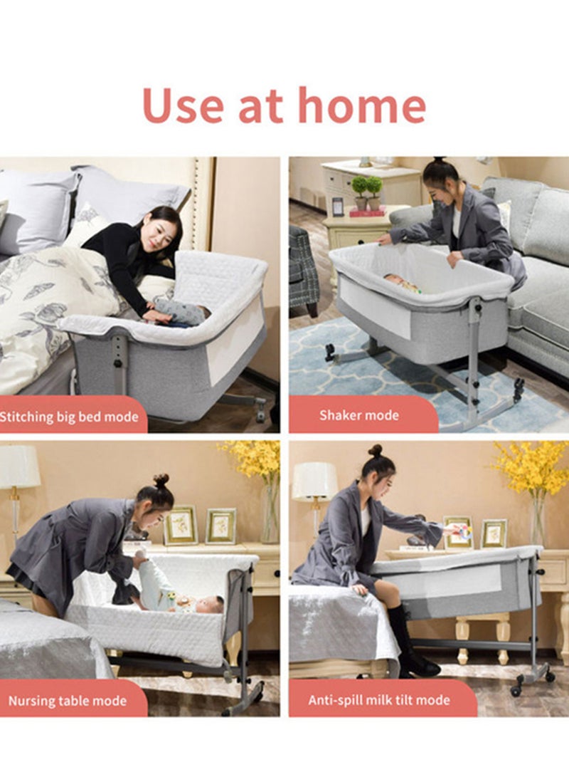 Kidle - 3-In-1 Multifunctional Portable Movable Folding Crib Baby Bassinet Sleeping Basket For Newborn - Grey - Image 1