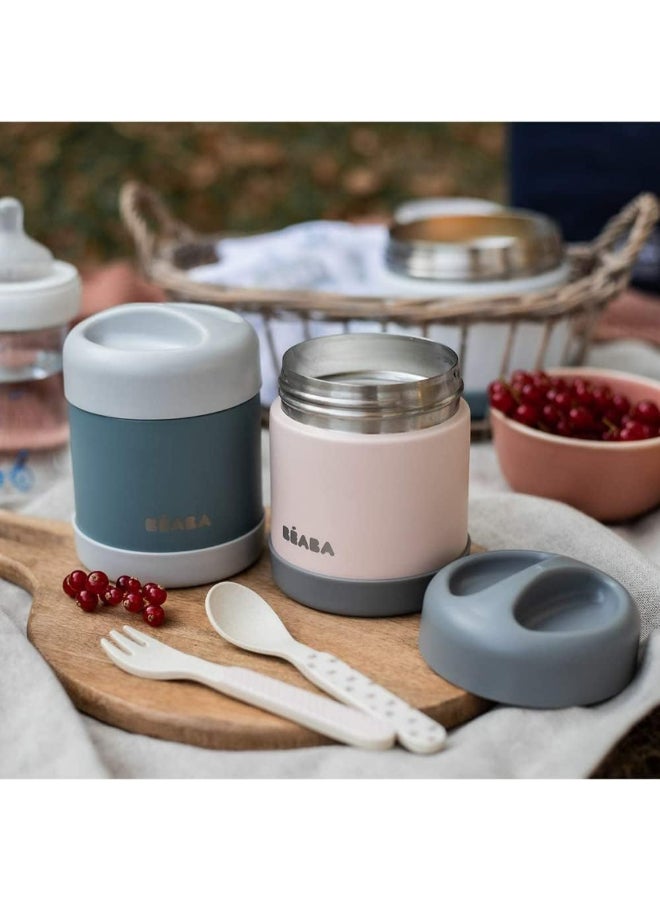 BEABA - Thermal Meal Preservation Containerfor Baby And Children100% Airtight Stainless Steel Keeps Food Hot Or Cold For More Than 5 Hours Double Layered300 Ml Grey , Green - Image 1