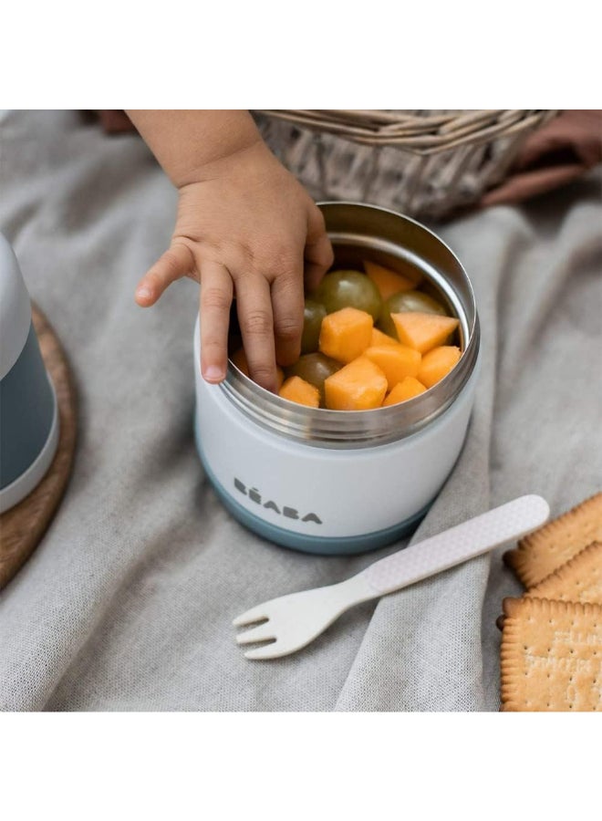 BEABA - Thermal Meal Preservation Containerfor Baby And Children100% Airtight Stainless Steel Keeps Food Hot Or Cold For More Than 5 Hours Double Layered300 Ml Grey , Green - Image 1