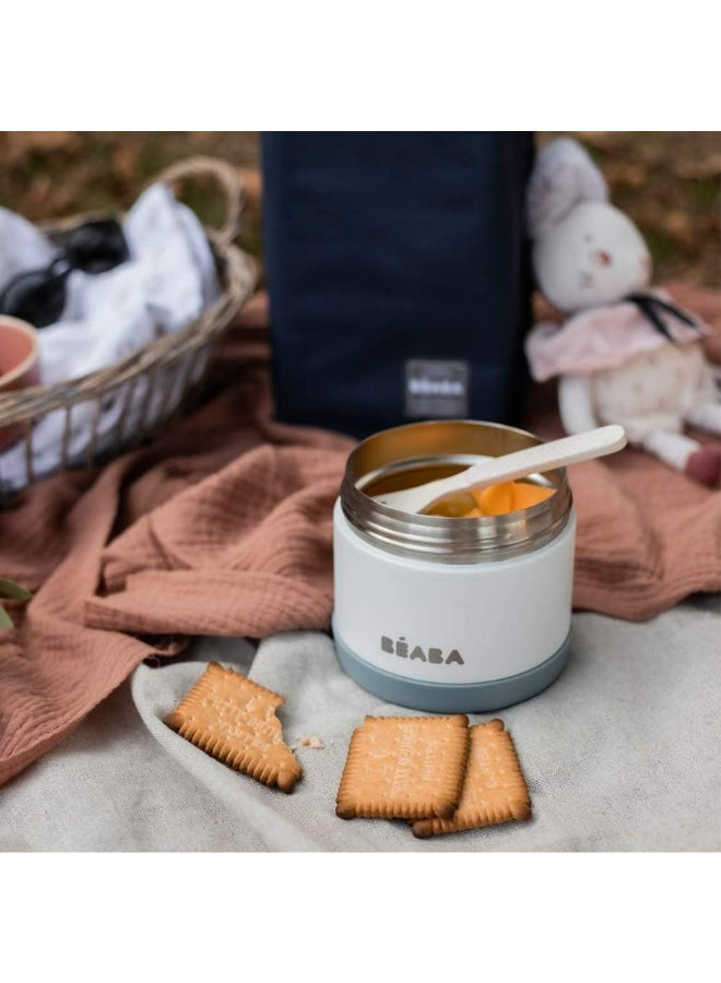BEABA - Thermal Meal Preservation Containerfor Baby And Children100% Airtight Stainless Steel Keeps Food Hot Or Cold For More Than 5 Hours Double Layered300 Ml Grey , Green - Image 1