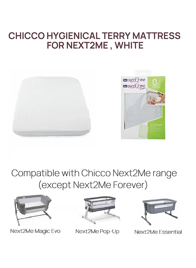 شيكو Protective Terry Cover For Mattress For Next2Me (80% Cotton, 20% Polyester), White