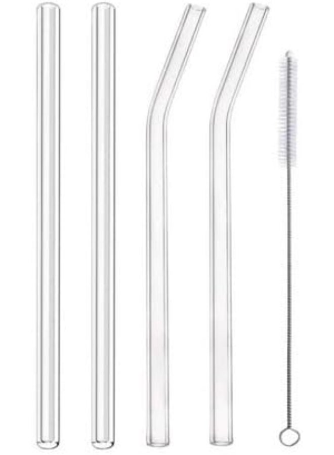 Generic - 4- Reusable Transparent Metal Drinking Straws Multicolour 20cm - Image 1