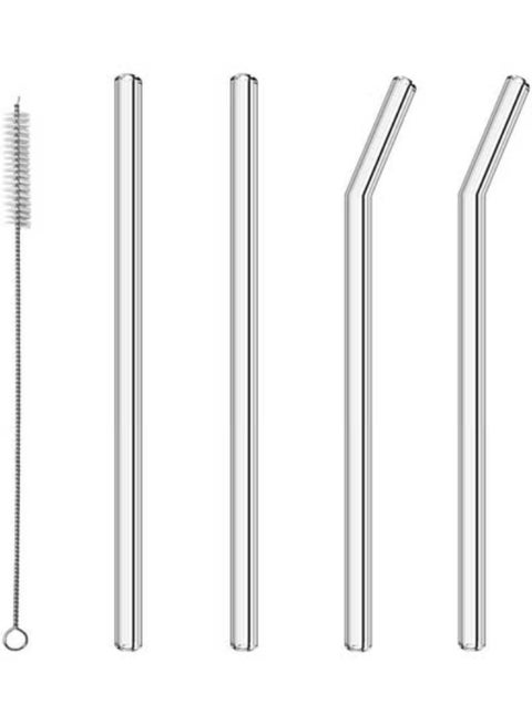 4- Reusable Transparent Metal Drinking Straws Multicolour 20cm