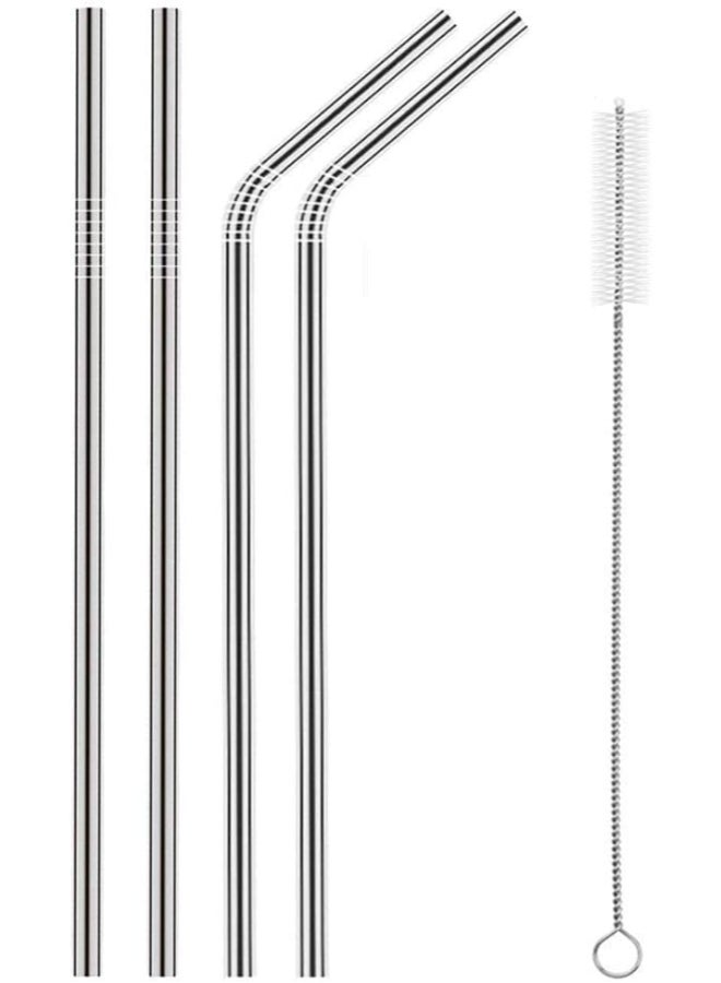 4- Reusable  Stainless Steel Drinking Straws Clear 20cm - Image 1