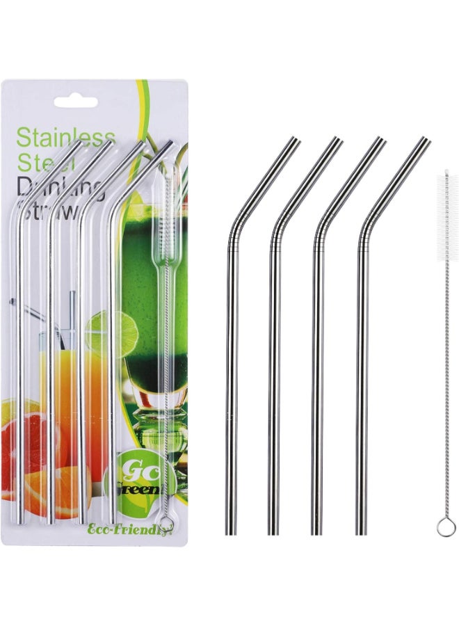 4- Reusable  Stainless Steel Drinking Straws Clear 20cm - Image 1