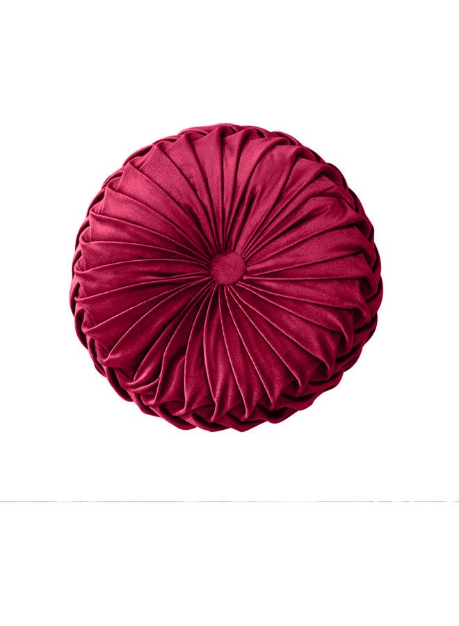 Pleated Round Shape Throw Pillow Combination Red 35cm 