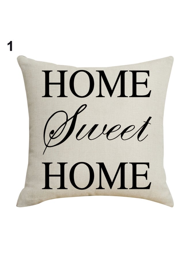 غطاء وسادة من الكتان بطبعة عبارة "Sweet Home Love" كتان أبيض/ أسود 14x11x2سم 