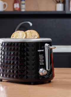 GEEPAS 2 Slice Bread Toaster -  Adjustable 7 Browning Control 2 Slice Pop-Up Toaster with Removable Crumb Collection Tray, Self-Centering | Cancel, Defrost & Reheat | Perfect Sandwiches, Toast & More 850 W GBT36536 Black  - Image 2