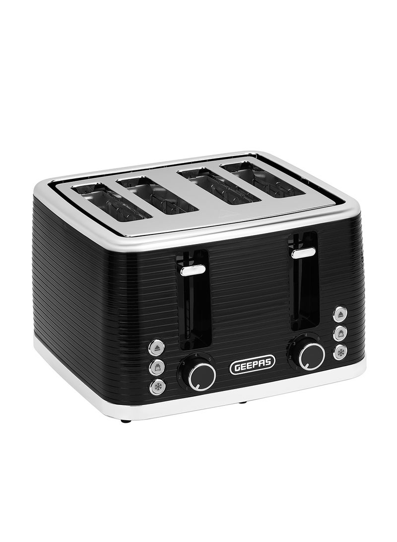 GEEPAS - 4 Slice Bread Toaster - Adjustable 7 Browning Control 4 Slice Pop-Up Toaster with Removable Crumb Collection Tray, Self-Centering | Cancel, Defrost & Reheat | Perfect Sandwiches, Toast & More 1750 W GBT36537 Black - Image 1
