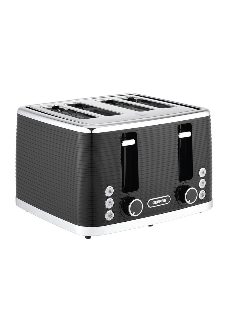 GEEPAS - 4 Slice Bread Toaster - Adjustable 7 Browning Control 4 Slice Pop-Up Toaster with Removable Crumb Collection Tray, Self-Centering | Cancel, Defrost & Reheat | Perfect Sandwiches, Toast & More 1750 W GBT36537 Black - Image 1