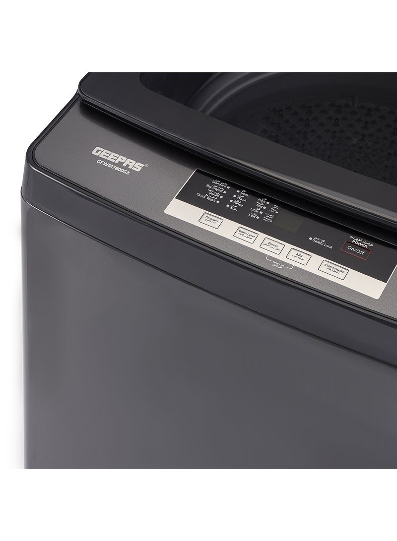 GEEPAS 7 KG Fully Automatic Washing Machine| Top Load Equipped with Child Lock, Air Dry Function, Digital Display, IMD Control Panel, Stainless Steel Inner Tub| 1 Year Warranty 0 W GFWM7800LCQ Silver  - Image 5