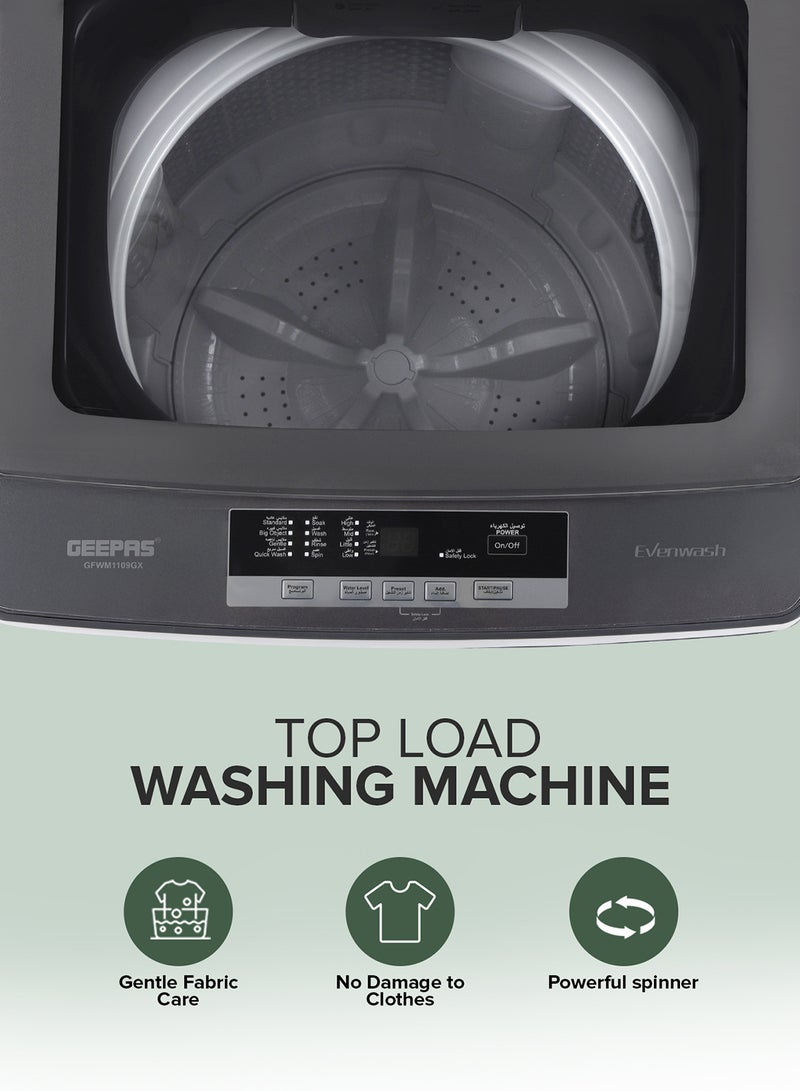 GEEPAS - 7 KG Fully Automatic Washing Machine| Top Load Equipped with Child Lock, Air Dry Function, Digital Display, IMD Control Panel, Stainless Steel Inner Tub| 1 Year Warranty 0 W GFWM7800LCQ Silver 0 W GFWM7800LCQ Silver - Image 1