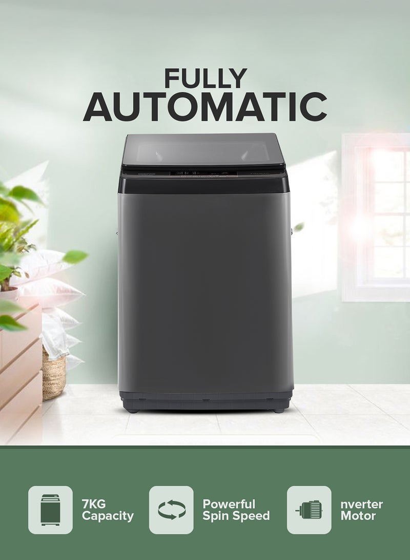 GEEPAS - 7 KG Fully Automatic Washing Machine| Top Load Equipped with Child Lock, Air Dry Function, Digital Display, IMD Control Panel, Stainless Steel Inner Tub| 1 Year Warranty 0 W GFWM7800LCQ Silver 0 W GFWM7800LCQ Silver - Image 1