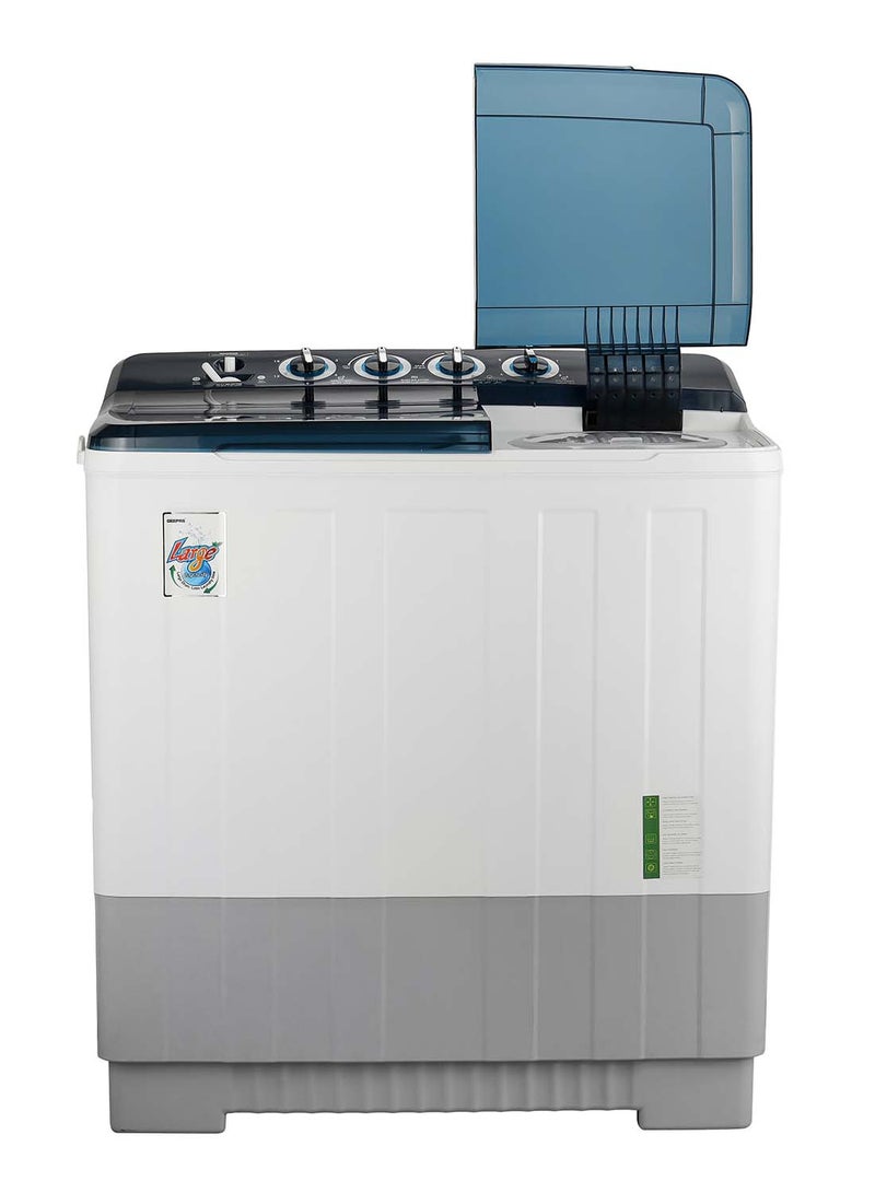 GEEPAS - 20 KG Twin Tub Semi-Automatic Washing Machine| High Back Control Panel Top Load Washing Machine, Big Pulsator| Highly Efficient with Magic Filter Classic Design, Spin Capacity 10 KG| 1 Years Warranty | 960 W GSWM6491 White/Blue/Gray - Image 1