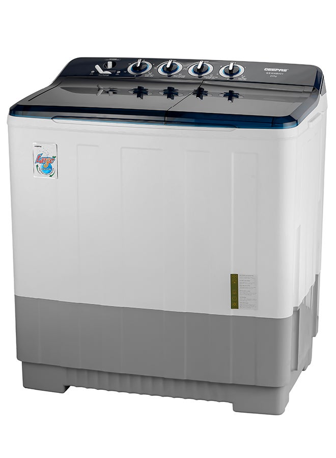 GEEPAS - 20 KG Twin Tub Semi-Automatic Washing Machine| High Back Control Panel Top Load Washing Machine, Big Pulsator| Highly Efficient with Magic Filter Classic Design, Spin Capacity 10 KG| 1 Years Warranty | 960 W GSWM6491 White/Blue/Gray - Image 1