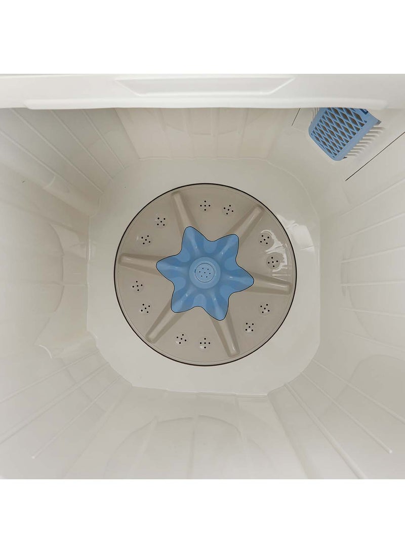 GEEPAS - 20 KG Twin Tub Semi-Automatic Washing Machine| High Back Control Panel Top Load Washing Machine, Big Pulsator| Highly Efficient with Magic Filter Classic Design, Spin Capacity 10 KG| 1 Years Warranty | 960 W GSWM6491 White/Blue/Gray - Image 1