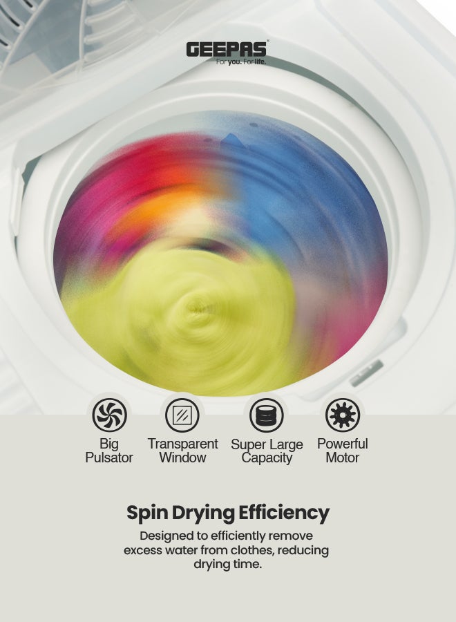جيباس غسالة ملابس شبه أوتوماتيكية بسعة 10 كجم 10 kg 770 W GSWM18026 أبيض/أزرق - Image 5