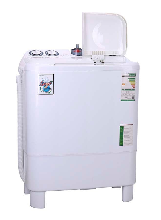 GEEPAS - Semi-Automatic Washing Machine With Counter Top -Twin Tub/Ripple Pulsator With Control Knobs/Water Inlet With Filter Assy 670 W GSWM6493NV White - Image 1
