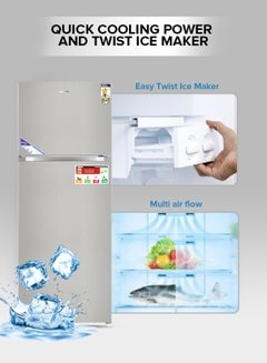 595L Gross/465L Net Capacity No Frost Double Door Refrigerator| With Inverter Compressor, Interior LED Lighting, Multi Air Flow, Stainless Steel Finish, Recessed Handle, Chrome Bottle Holder & Chiller Shelves, Glass Shelves, Freezer- 100L capacity 0 W GRF6021SSXN Silver - pnsku/N46962046A/45/_/1715076406/83492004-dafa-4e6a-a77e-67bb906adb24