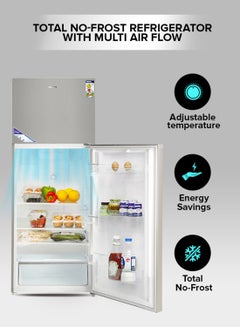 595L Gross/465L Net Capacity No Frost Double Door Refrigerator| With Inverter Compressor, Interior LED Lighting, Multi Air Flow, Stainless Steel Finish, Recessed Handle, Chrome Bottle Holder & Chiller Shelves, Glass Shelves, Freezer- 100L capacity 0 W GRF6021SSXN Silver - pnsku/N46962046A/45/_/1715076408/203cb4f7-9f34-40fd-8bbf-5f8311c18e80