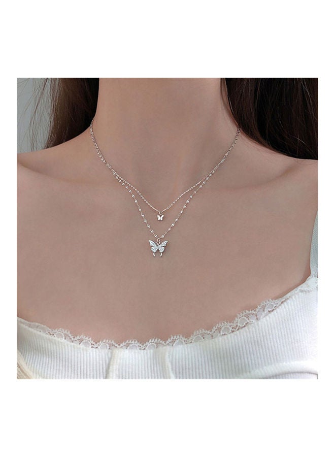 Dainty Butterfly Double Layer Clavicle Chain Necklace - Image 1