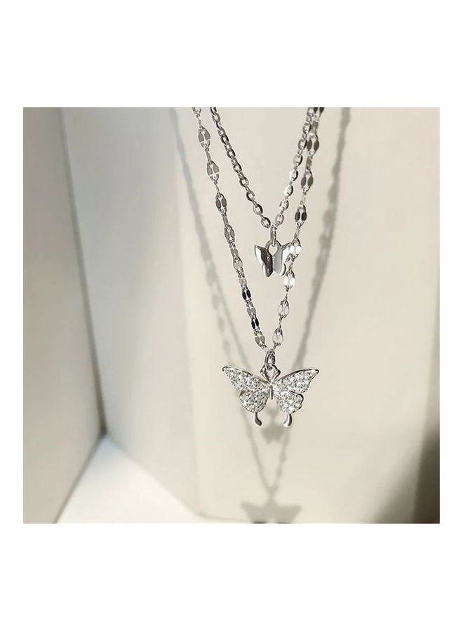Dainty Butterfly Double Layer Clavicle Chain Necklace - Image 3
