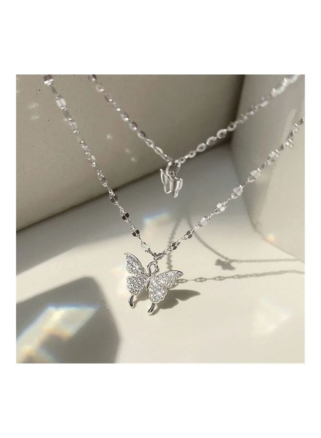 Dainty Butterfly Double Layer Clavicle Chain Necklace - Image 2