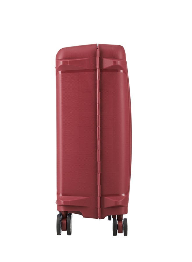 American Tourister Tribus Suitcase, Cabin Size 55 cm / 20 inch, 4 Spinner Wheels, Hard Top, Polypropylene, Red|Address Tag|Dual Tube Pull Handle|Scratch Resistant Texture|XtraSecu™ 3-Point Locking System - 3 Years Global Warranty Red - Image 3