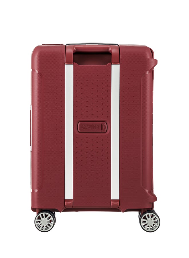 American Tourister Tribus Suitcase, Cabin Size 55 cm / 20 inch, 4 Spinner Wheels, Hard Top, Polypropylene, Red|Address Tag|Dual Tube Pull Handle|Scratch Resistant Texture|XtraSecu™ 3-Point Locking System - 3 Years Global Warranty Red - Image 4