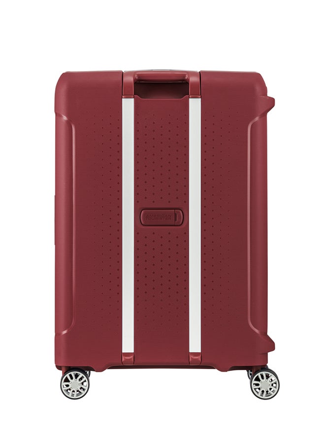 American Tourister Tribus Suitcase, Check-In Size 69 cm / 25 inch, 4 Spinner Wheels, Hard Top, Polypropylene, Red|Address Tag|Dual Tube Pull Handle|Scratch Resistant Texture|XtraSecu™ 3-Point Locking System - 3 Years Global Warranty Red - Image 4