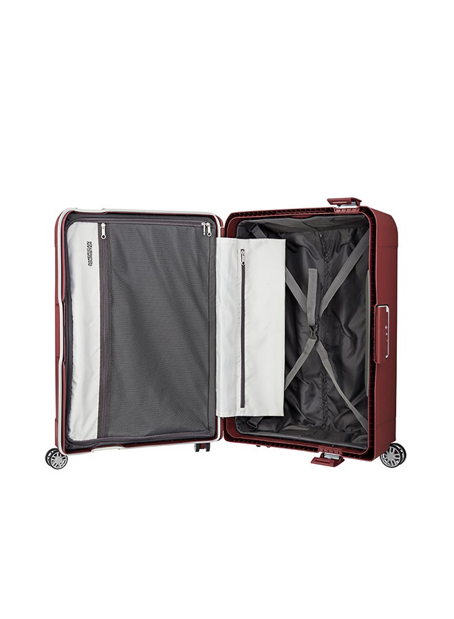 American Tourister Tribus Suitcase, Check-In Size 69 cm / 25 inch, 4 Spinner Wheels, Hard Top, Polypropylene, Red|Address Tag|Dual Tube Pull Handle|Scratch Resistant Texture|XtraSecu™ 3-Point Locking System - 3 Years Global Warranty Red - Image 5