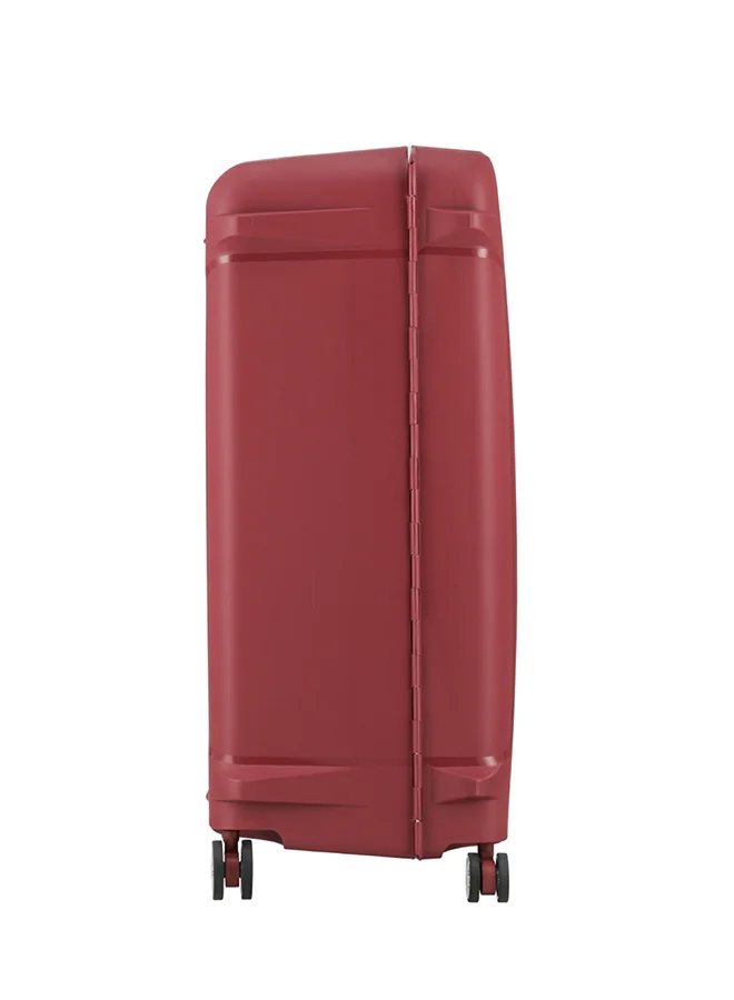 AMERICAN TOURISTER 78 cm / 29 inch Tribus Suitcase, Check-In Size 78 cm / 29 inch, 4 Spinner Wheels, Hard Top, Polypropylene, Red|Address Tag|TSA Lock|Dual Tube Pull Handle|Scratch Resistant Texture|XtraSecu™ 3-Point Locking System - 3 Years International Warranty Red  | Best Price UAE