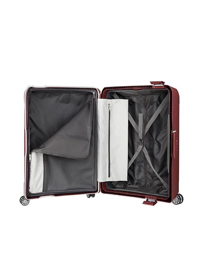 AMERICAN TOURISTER 78 cm / 29 inch Tribus Suitcase, Check-In Size 78 cm / 29 inch, 4 Spinner Wheels, Hard Top, Polypropylene, Red|Address Tag|TSA Lock|Dual Tube Pull Handle|Scratch Resistant Texture|XtraSecu™ 3-Point Locking System - 3 Years International Warranty Red  | Best Price UAE