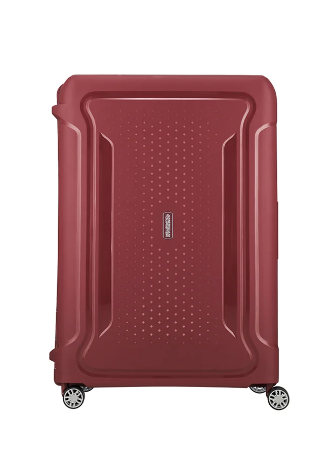 AMERICAN TOURISTER 78 cm / 29 inch Tribus Suitcase, Check-In Size 78 cm / 29 inch, 4 Spinner Wheels, Hard Top, Polypropylene, Red|Address Tag|TSA Lock|Dual Tube Pull Handle|Scratch Resistant Texture|XtraSecu™ 3-Point Locking System - 3 Years International Warranty Red  | Best Price UAE
