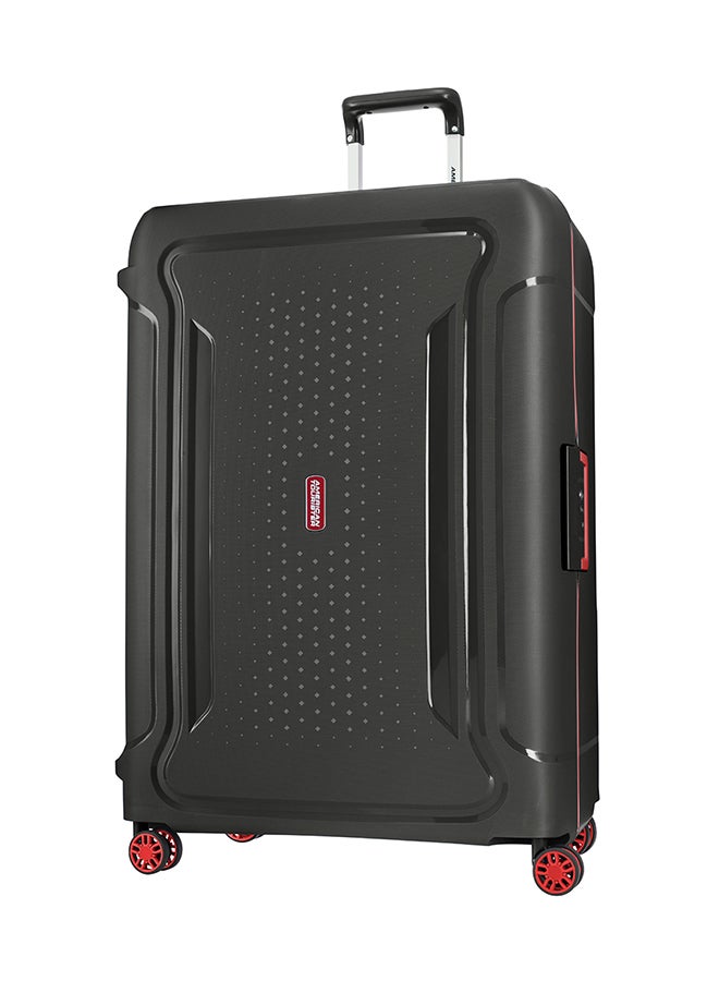 American Tourister Tribus Suitcase, Check-In Size 78 cm / 29 inch, 4 Spinner Wheels, Hard Top, Polypropylene, Dark Grey|Address Tag|Dual Tube Pull Handle|Scratch Resistant Texture|XtraSecu™ 3-Point Locking System - 3 Years Global Warranty Dark Grey - Image 3
