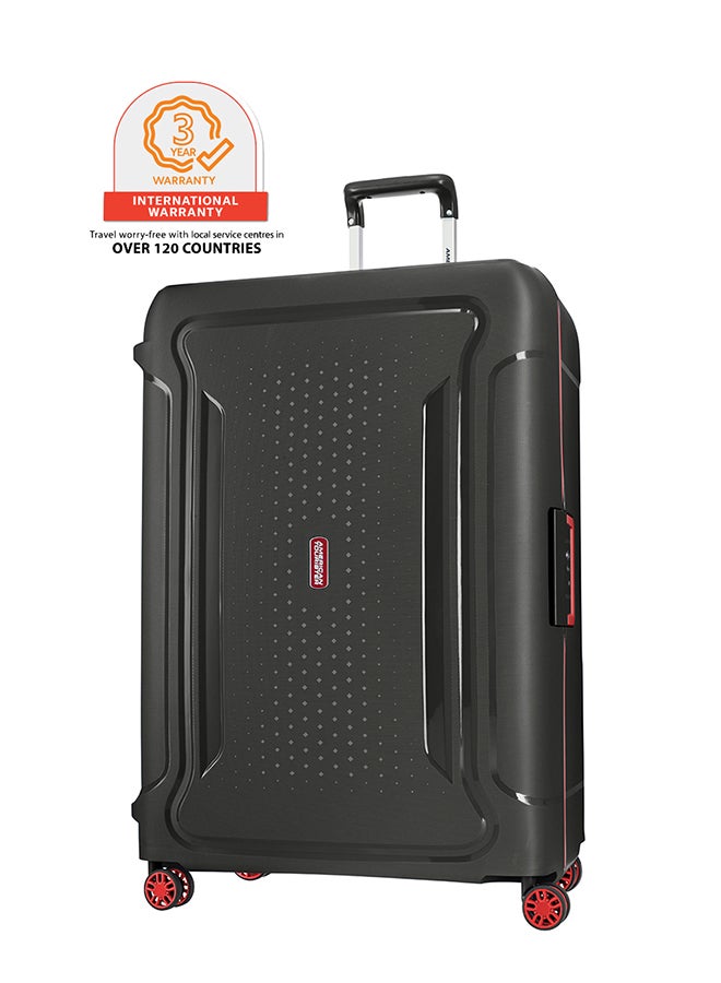 American Tourister Tribus Suitcase, Check-In Size 78 cm / 29 inch, 4 Spinner Wheels, Hard Top, Polypropylene, Dark Grey|Address Tag|Dual Tube Pull Handle|Scratch Resistant Texture|XtraSecu™ 3-Point Locking System - 3 Years Global Warranty Dark Grey - Image 1