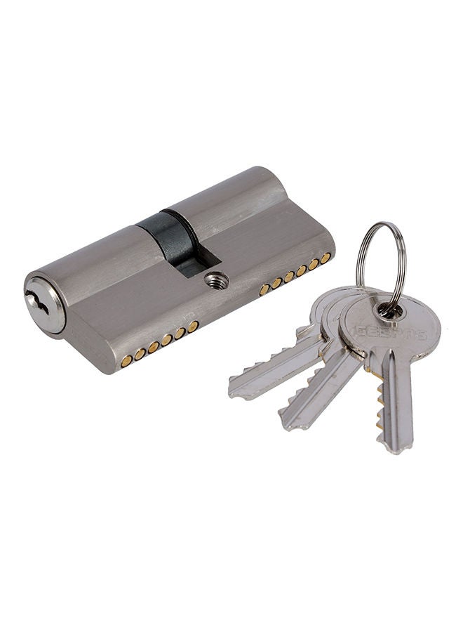 GEEPAS Mortise Double Cylinder Lock , 70mm Security Lock| Double Brass Cylinder 30/30mm with 3 Keys, Versatile, Safe, Durable, Easy To Install| Anti-Drill & Anti-Pick Door Lock | 60mm 2 Cylinder Silver/Black  - Image 1