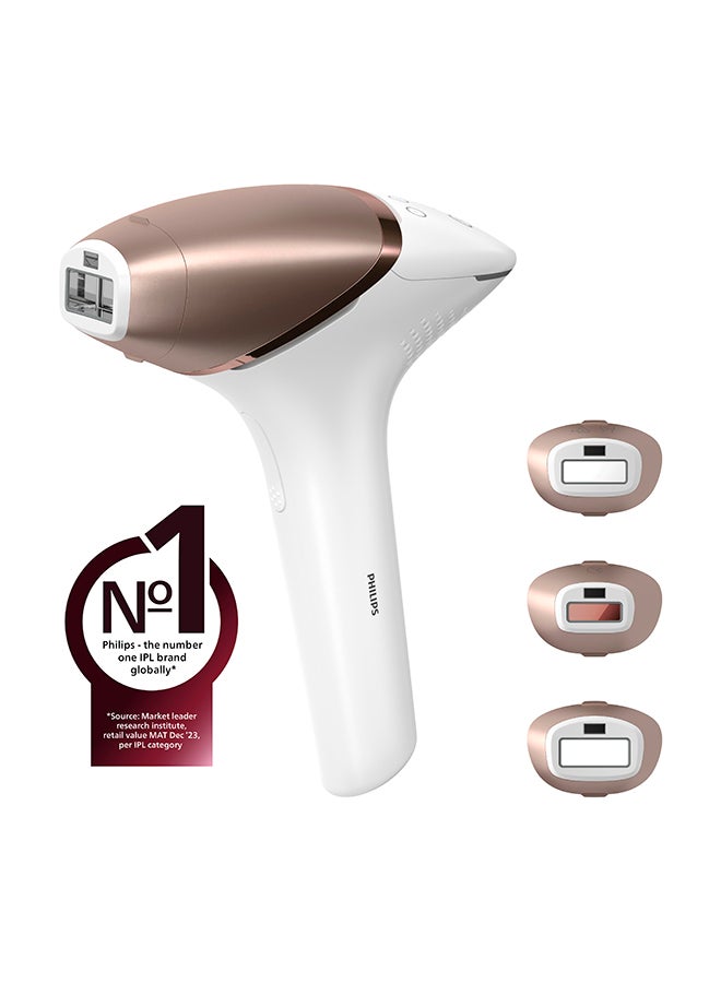 Philips Lumea IPL, Hair Removal, 9000 Series, SenseIQ Technology, 3 Attachments, Body, Face, Precision, Cordless Use, BRI955/60, 60 Days Money Back Guarantee White/Rose Gold 