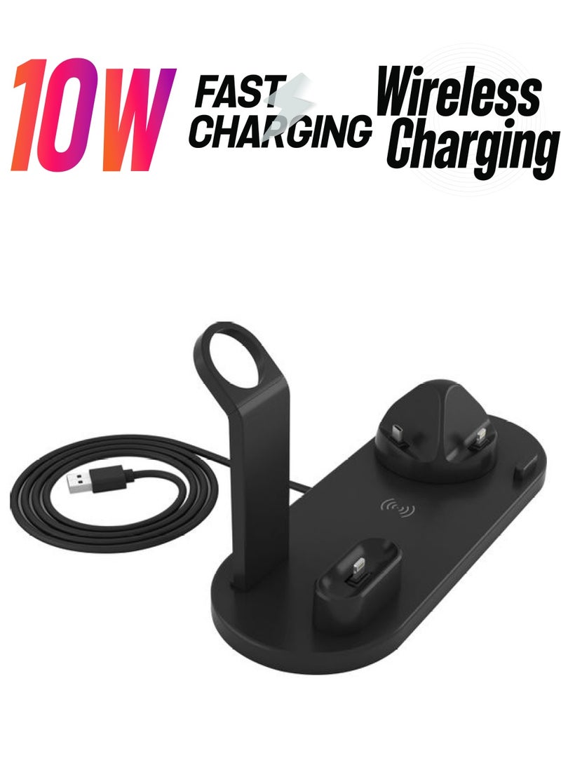 4-in-1 Multifunctional Wirelessly Charger Dock Cell Phone Holder Black - Image 1