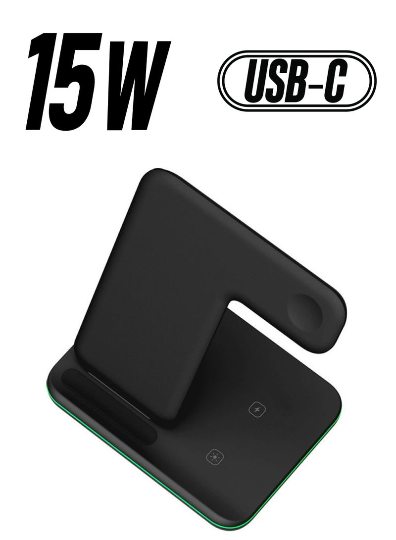 3-in-1 Z5 Wireless Charger Stand Black - Image 1