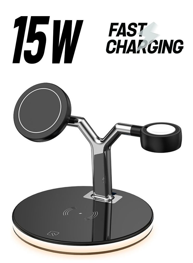 3-in-1 Wireless Fast Charging Stand Quick Charger Multicolour - Image 1