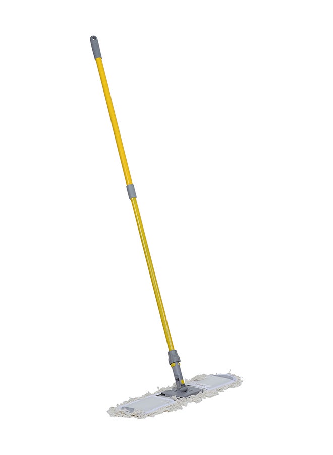 APEX - Floor Sweeper Duster Flat Mop With Cotton Cloth With Telscopic Handle Yellow/Grey 60cm - Image 1