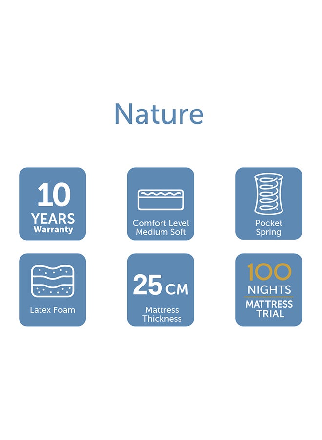 DANUBE HOME Nature Latex with Pocket Spring Queen Mattress Medium Firm Feel White 200x150x25cmcm - Image 2