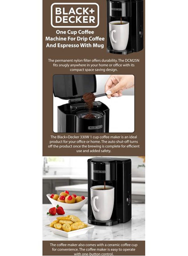 BLACK+DECKER Coffee Maker - 1 Cup 125 ml 350 W DCM25N-B5 Black/White - Image 5