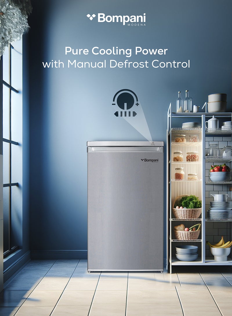Bompani - Upright Freezer - Mechanical Control, R600A Refrigerant, Lock And Key, 1-Year Full Warranty + 5-Year Compressor Warranty, Space-Saving Design With Recessed Handle BUF245S Silver - Image 1