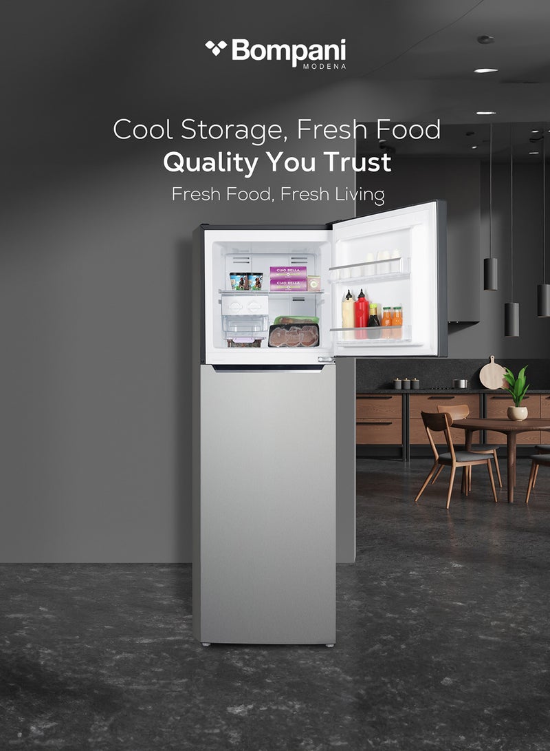 326L Double Door No Frost Refrigerator, With Big Ice Twister, Electronic Control System, Recessed Handle, End Edge Design, LED Light, 1 Year Full And 5 Year Compressor Warranty BR280SSN Grey
