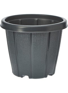 Cosmoplast Plastic Cedargrain Round Flowerpot 6  With Tray Cool Grey  - Image 4