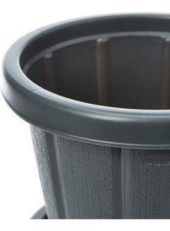 Plastic Cedargrain Round Flowerpot 6  With Tray Cool Grey - pnsku/N47038705A/45/_/1728978159/0b1c4d87-5dba-4bb2-afec-889467582089