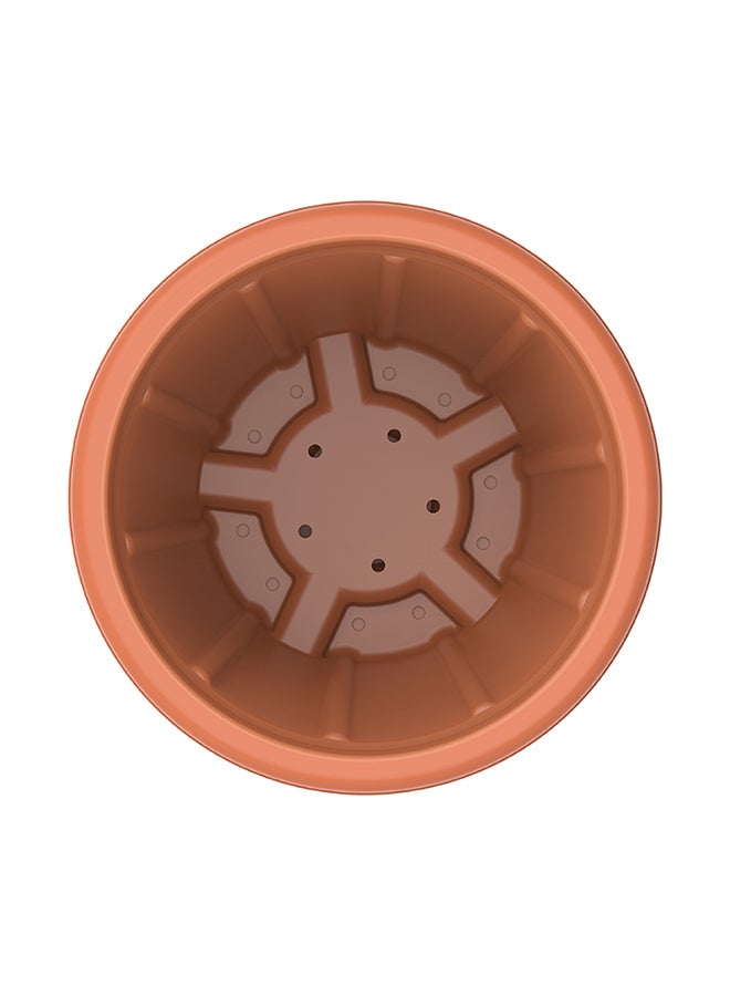 Cosmoplast - 6" Plastic Cedargrain Round Flowerpot With Tray (Terracotta) Terracotta - Image 1