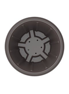Cosmoplast Plastic Woodgrain Round Flowerpot with Tray Dark Brown  - Image 3